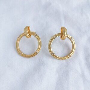 Julie Vos Astor Doorknocker 24K Gold Plate Hoop Earrings